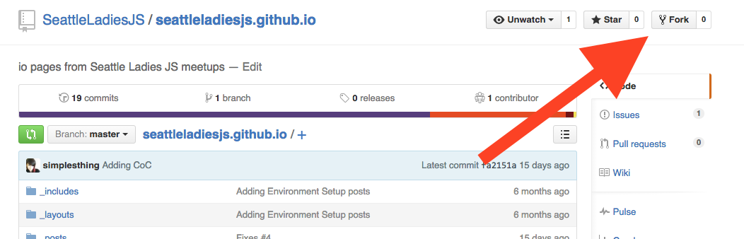 Fork a repository button on GitHub