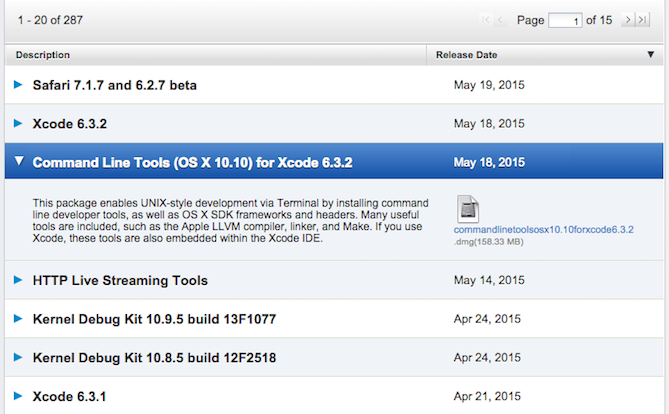 Command Line Tools (OSX 10.10) for XCode 6.3.2
